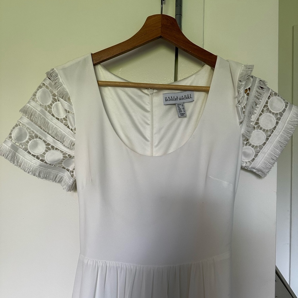 Badgley Mischka white embroidered dress